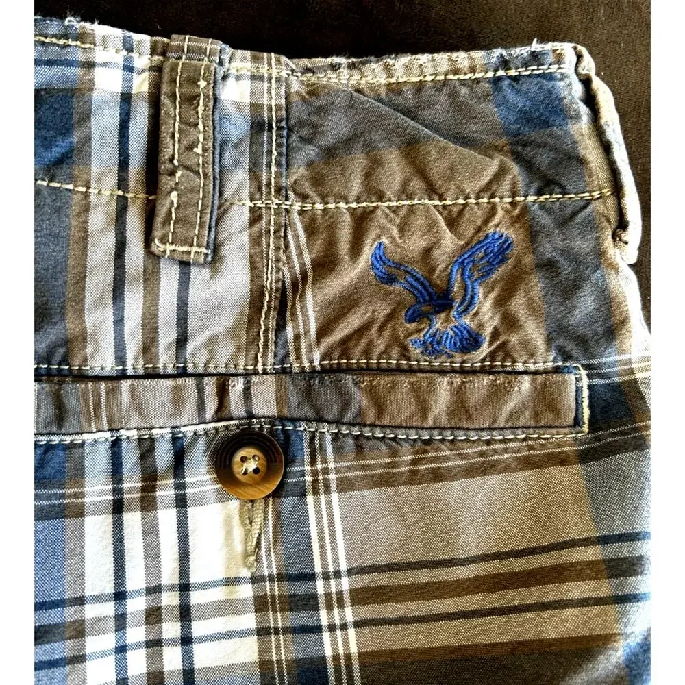 y2k american eagle Plaid shorts Mens 38 Preppy Skater Retro Chino grunge preppy